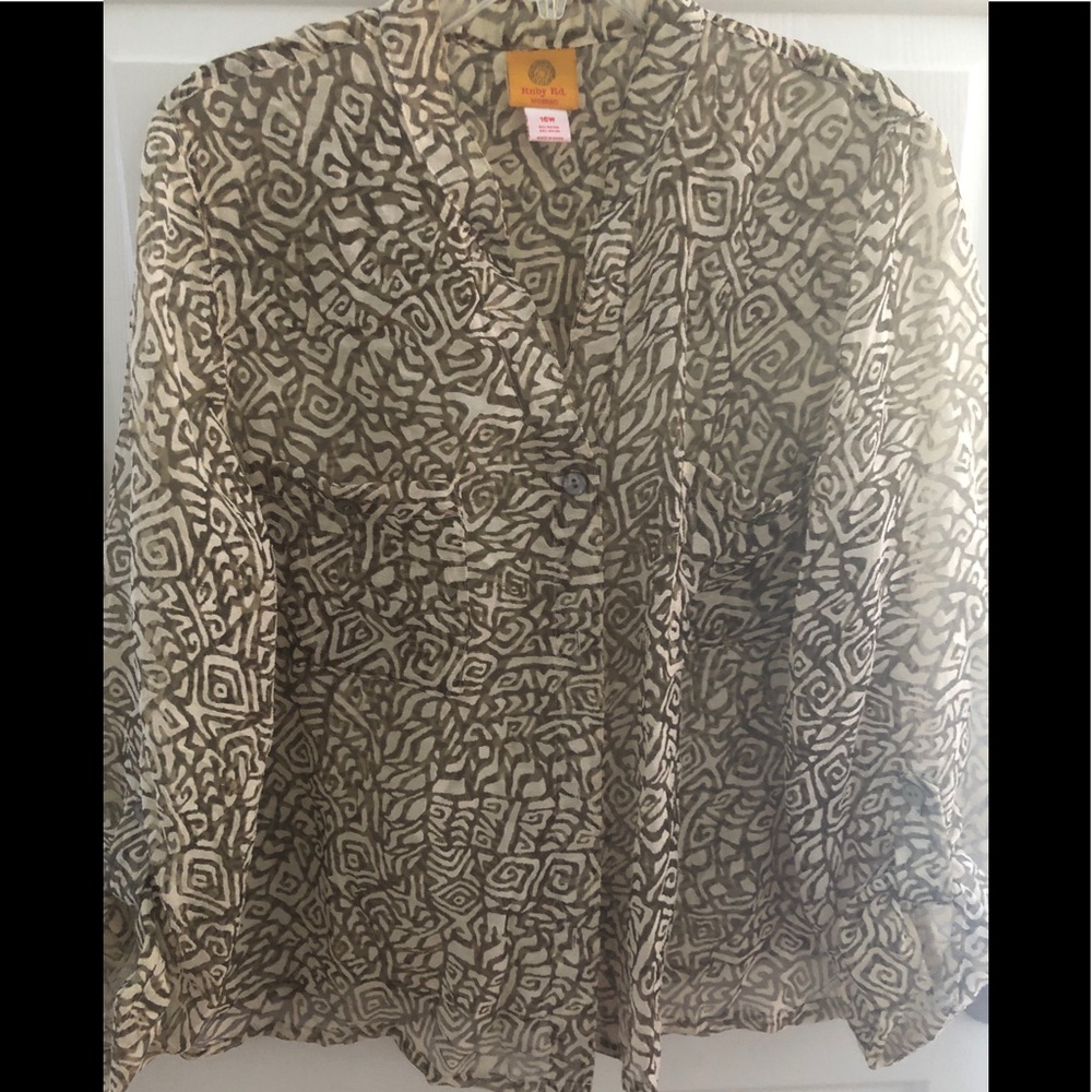 Women’s Ruby Rd woman 16 w sheer blouse - tan